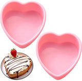 2Pcs Mini Heart Shaped Cake Pans, 4 Inch Heart Cake Pan, Nonstick Silicone Hearts Cake Molds for Valentine's Day Anniversary Birthday Party Mini Cakes, Cheesecake, Pudding Baking, Pink