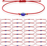 30 Pcs Evil Eye Bracelets Red String Protection Bracelets Adjustable Evil Eye Red Rope Knot Strand Anklets Kabbalah Mal De Ojo Luck Jewelry for Women Men
