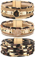 3 Pcs Western Bracelet for Women Leather Multi Layer Wrap Bracelet Western Boho Crystal Beads Cuff Jewelry