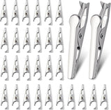 100 Pack Mini Clamps Alligator Clips for Crafts & Electrical, Small Metal Clips for Joints 35 mm Alligator Clamp for Crafting, Gator Clips Clamps Bulk for Crafts Holding (Silver）