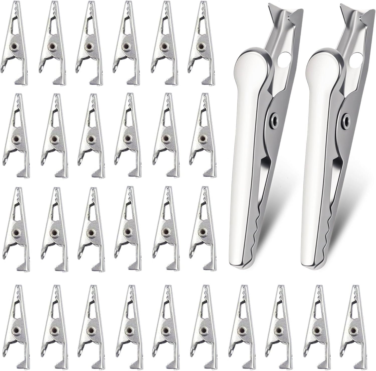 100 Pack Mini Clamps Alligator Clips for Crafts & Electrical, Small Metal Clips for Joints 35 mm Alligator Clamp for Crafting, Gator Clips Clamps Bulk for Crafts Holding (Silver）