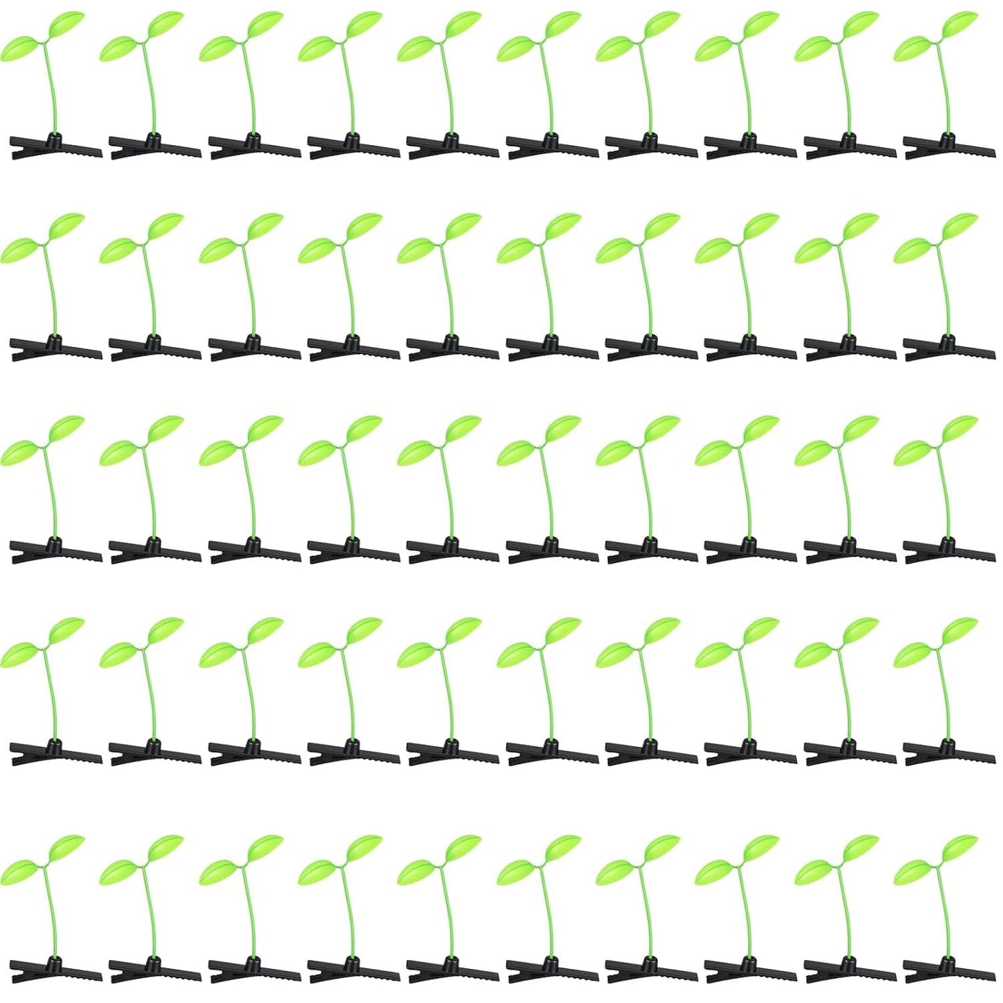 50 Pcs Bean Sprout Hair Clips, Funny Plant Clips, Little Grasst Hairpins, Sprout Barrettes, Sprouts Rave Trinkets for Festivals, Hair Accessories for Women Kids Girls Lady Home School Party Headwear
