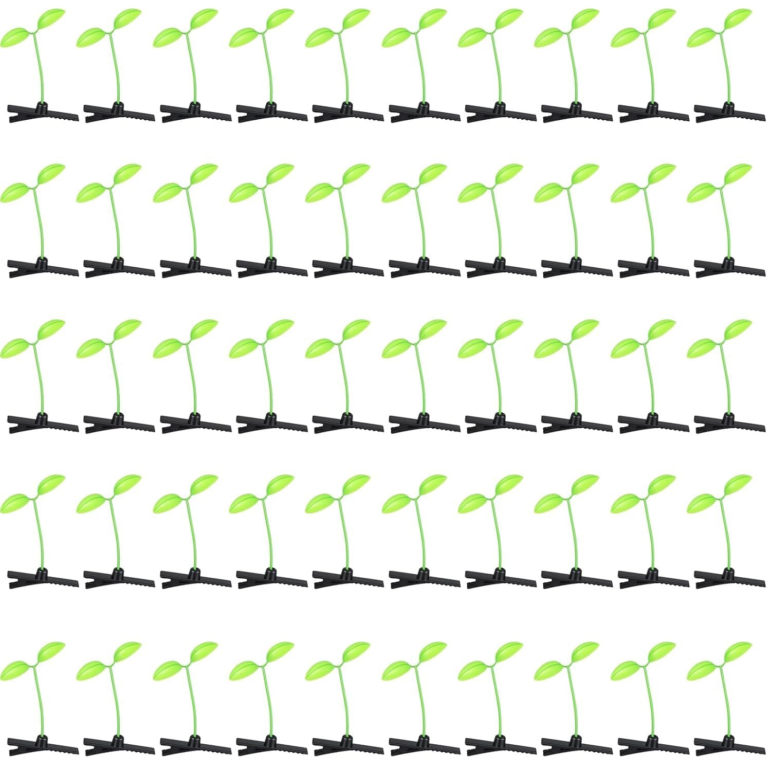50 Pcs Bean Sprout Hair Clips, Funny Plant Clips, Little Grasst Hairpins, Sprout Barrettes, Sprouts Rave Trinkets for Festivals, Hair Accessories for Women Kids Girls Lady Home School Party Headwear