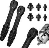2 in 1 Drill Chuck Ratchet Spanner 2026 Universal Chuck Key Replacement Tool 2 in 1 Ratchet Drill Key Wrench Compatible with Most Electric Drills and Power Tools(2 Pcs)