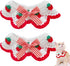 2 Pcs Cat Knitted Collar Cute Strawberry Pattern Scarf Adjustable Kitten Bib Bow with Soft Ruffled Edges Pet Accessories (Red,Medium)