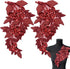 2 PCS Large 3D Beaded Embroidery Sequin Lace Applique Pearl Lace Applique Patches for Clothes, DIY Patches Accessory for Wedding Dresses，Neckline Bodice Pants DIY Crafts