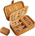 Travel Jewelry Box with 3 Layers for Earrings Studs Rings Necklaces, Portable Compact Jewelry Organizer Storage Case (Brown)