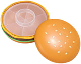 Hamburger Shaped Pill Case, Portable 6 Compartment Mini Pill Organizer with Sealable Lids for Medicine Vitamin Storage (Hamburger Pill Box [6-Grid])