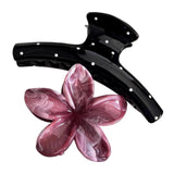 2 Pcs Ombre Flower Hair Claws Black White Polka Dot Hair Clips, Hawaiian 3D Sunflower Hair Accessory (Black + Red)