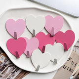 9 Pcs Heart Shaped Adhesive Wall Hooks, Cute Decorative Pink and White Self-Adhesive Hooks for Home Office Organization (White Pink)
