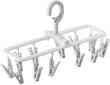 2 Pack Clothes Drying Rack with 12 Multiple Clips, Foldable Portable Travel Hanger for Socks Underwear Bras (White)