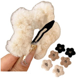 6 Pcs Plush Star Hair Clips for Women Girls, Winter Hair Accessories Fuzzy Hairpins for Bangs Side Hair Holders (Mix)