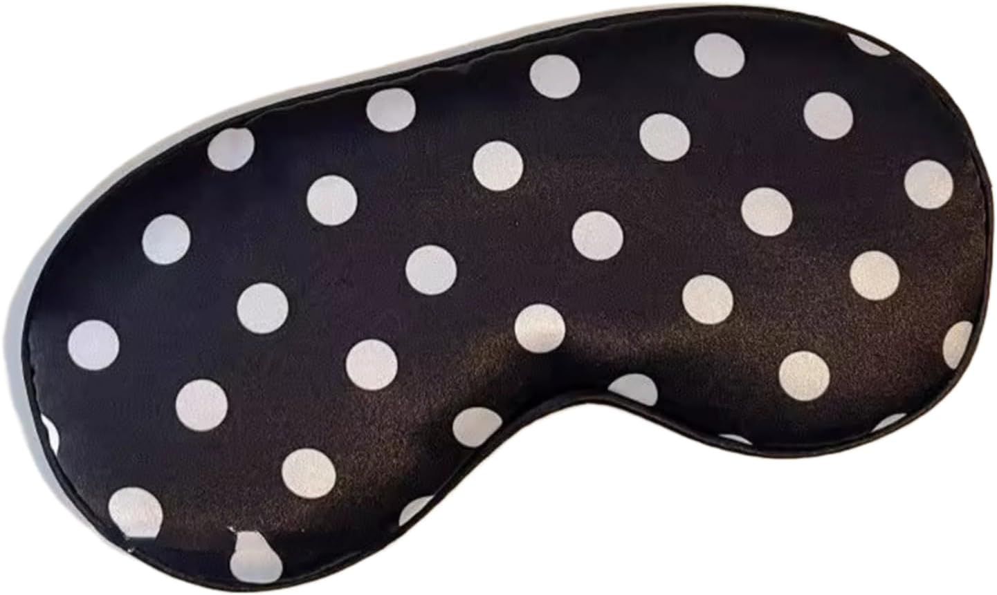 Black White Polka Dot Cooling Silky Sleep Eye Mask for Women, Nap Eye Cover for Students Office for Summer (Black)