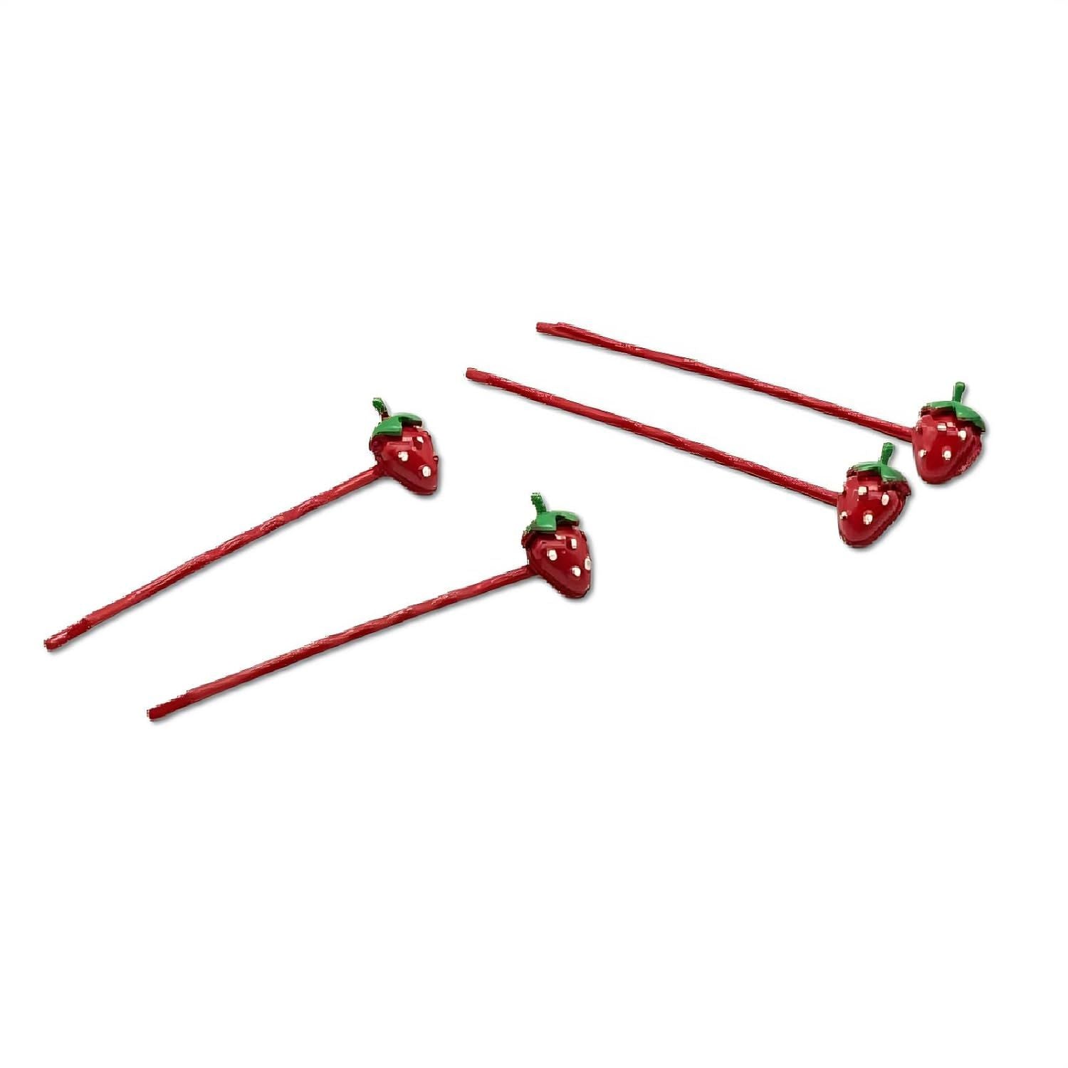 4 Pcs Cute Strawberry Hair Pins Hair Clips for Girls, Fun Headband Accessories for Kids Women Daily Wear Party (Red Strawberry)