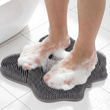 Silicone Shower Foot Scrubber Mat,Back Washer Bath Wash Pad Exfoliating & Massage, Wall Mounted Slip Strong Suction Cups for Use in Cleaner Men and Women (Grey)