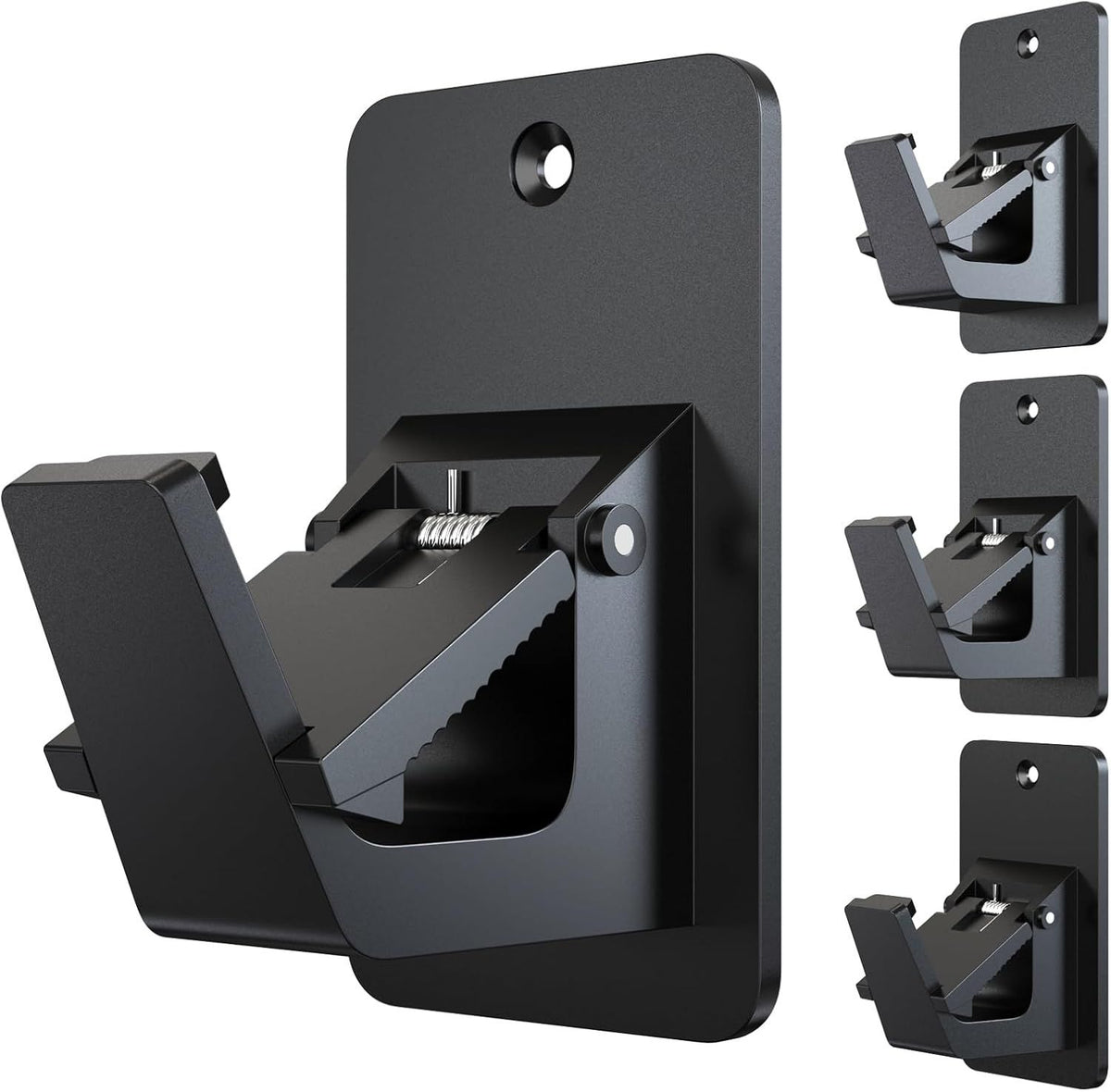 Adhesive No Drill Curtain Rod Brackets - Heavy Duty 30LB Holders for Bathroom Bedroom Kitchen, Universal Damage-Free Window Rod Hooks with Nail-Free Installation (4PC Black)