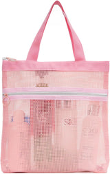 Mesh Shower Caddy Bag Portable Small Hanging Toiletry Tote Bag for Gym Travel Beach Bathroom Sunscreen (Pink)