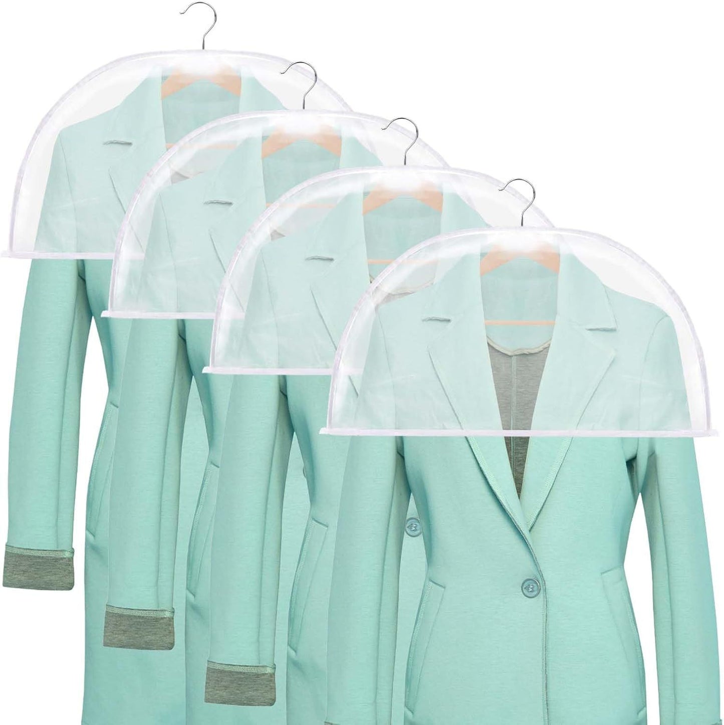 4 Pack Clear Clothing Hanger Shoulder Covers for Clothes Breathable Plastic Gusseted Garment Shoulder Dust Cover Bags Protectors for Hanging Clothes, Suit, Coats, Jackets, Dress Open Closet Storage