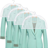 4 Pack Clear Clothing Hanger Shoulder Covers for Clothes Breathable Plastic Gusseted Garment Shoulder Dust Cover Bags Protectors for Hanging Clothes, Suit, Coats, Jackets, Dress Open Closet Storage
