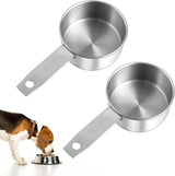 2 PCS 1/2 Cup Dog Food Scoop, 1/2 Cup Measuring Scoop, 125ml Stainless Steel Half Cups Dog Food Scoops for Feeding Pet, Wet and Dry Ingredients, Dishwasher Safe