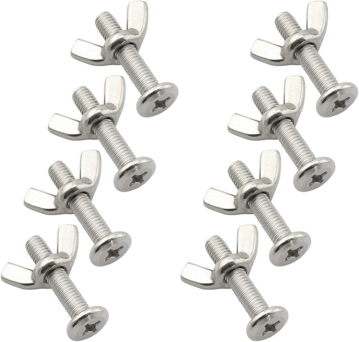10PCS Stainless Steel Large Flat Head Screws M6x30 1/4 x 1-1/4 Sidewalk Bolts with 10 Wing Nuts