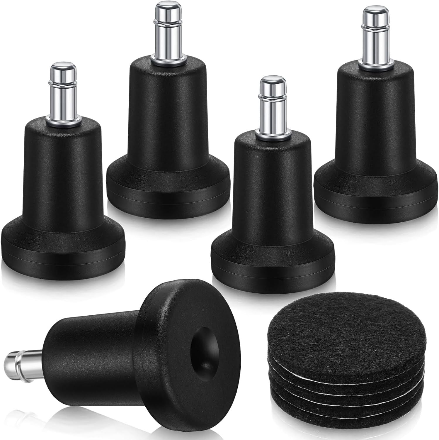 5 Pieces Bell Glides Replacement Office Chair Wheels Stopper Office Chair Swivel Caster Wheels Stool Bell Glides with Separate Self Adhesive Pads (High Profile)