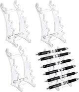 Set of 4 Plastic Pen Holder 6-slots Display Stand Eyebrow Pen Stand Makeup Brush Rack Organizer for Home School and Office Use