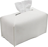 Tissue Box Cover, Modern Decorative PU Leather Rectangular Tissue Box Case Organizer Holder for Vanity Countertop, Night Stands, Livingroom, Office Desk & Car 9.5X5X5'' | Off White