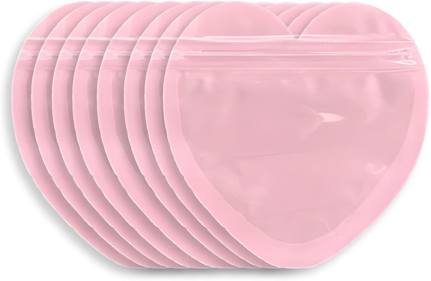 100pcs Pink Heart-Shaped Mylar Bags, 4"x4" Clear & Resealable Ziplock Packaging Bags for Business Essentials Supplies, Earring, Jewelry, Trinkets