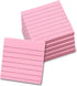 Pink Lined Sticky Notes, 3"x3" Self-Stick Note Pads, 6 Pads, 100 Sheets/Pad, Total 600 Sheet