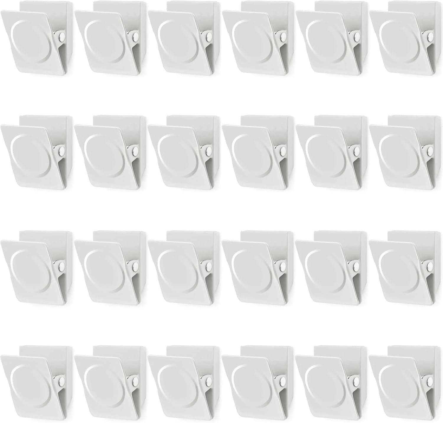 24Pcs Whiteboard Magnets, Strong Magnetic Clips Refrigerator Magnet, Magnet Clips Heavy Duty, White Metal Clip with Magnets for Home, Office, Classroom Teacher Supplies