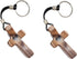 Walnut Wood Cross Keychain, Design Comfort Touch Pocket Size Prayer Worry Coin, Inspirational Christian Keychains Accessories Purse Charms for Men Women