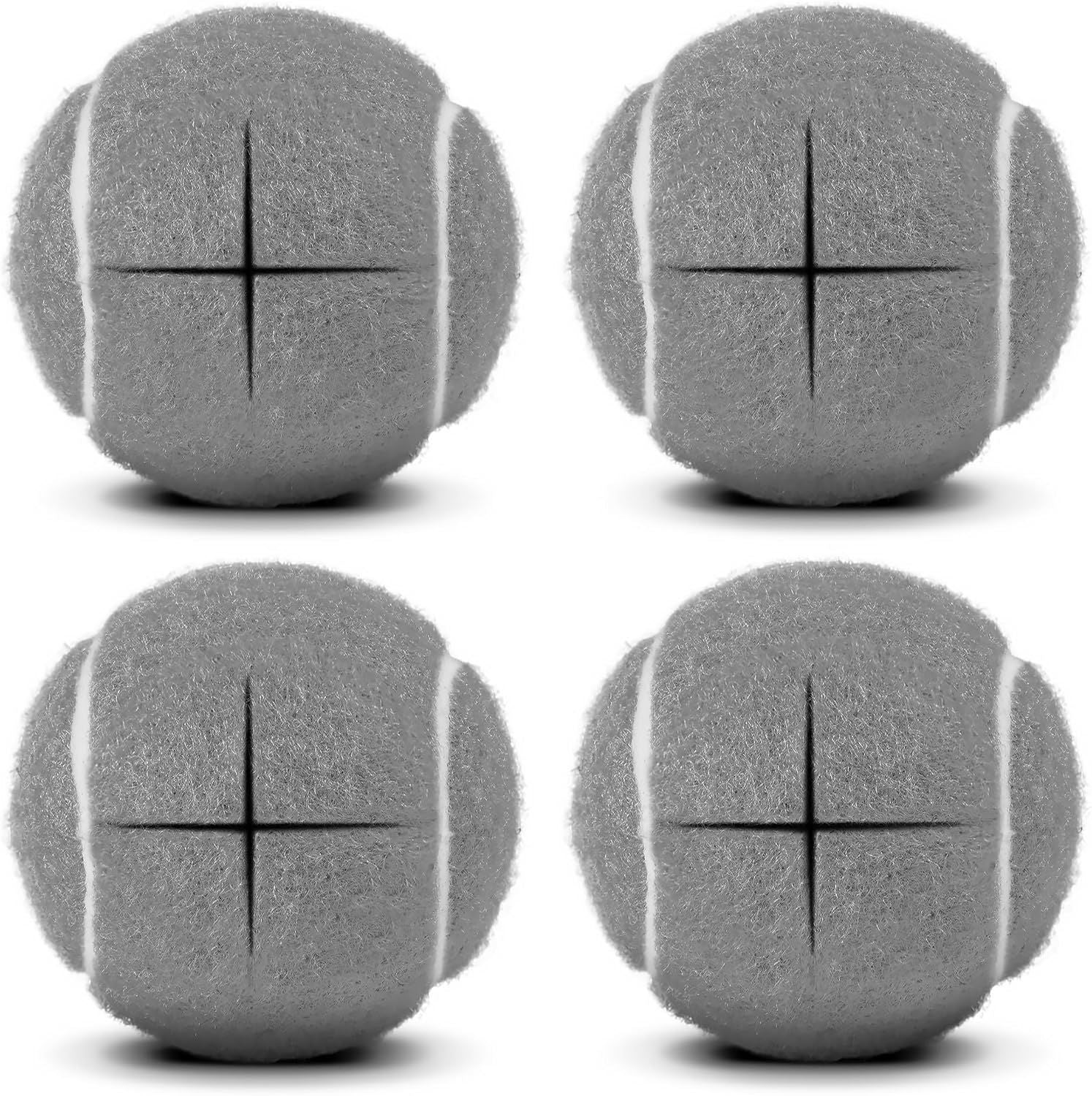 4 Pcs Tennis Balls Precut for Walkers Pre Cut, Walkers Legs Universal Precut GlideBalls for Indoor, Silent Gliding and Floor Protection（Grey）