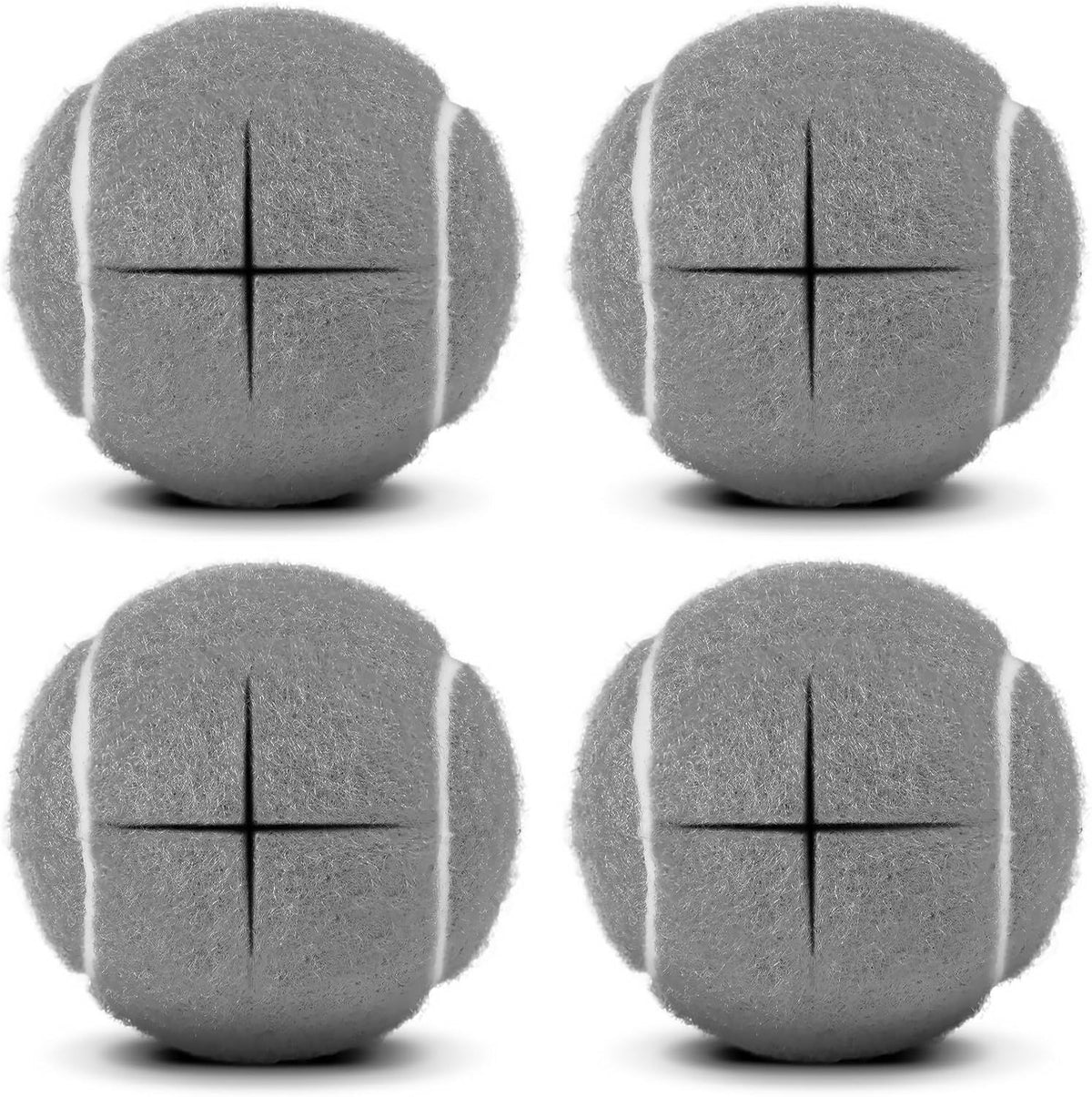 4 Pcs Tennis Balls Precut for Walkers Pre Cut, Walkers Legs Universal Precut GlideBalls for Indoor, Silent Gliding and Floor Protection（Grey）
