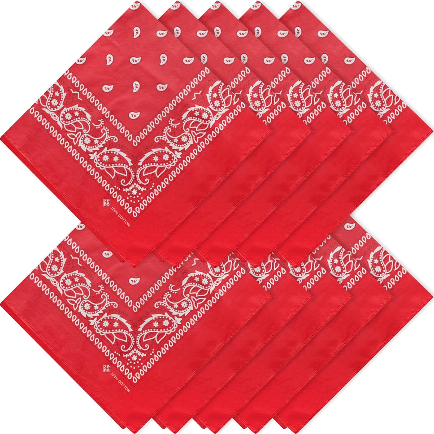 100% Cotton & Natural Fibers Bandana Scarf - Soft, Durable, Machine Washable – Unisex for Men & Women - 10 Pack