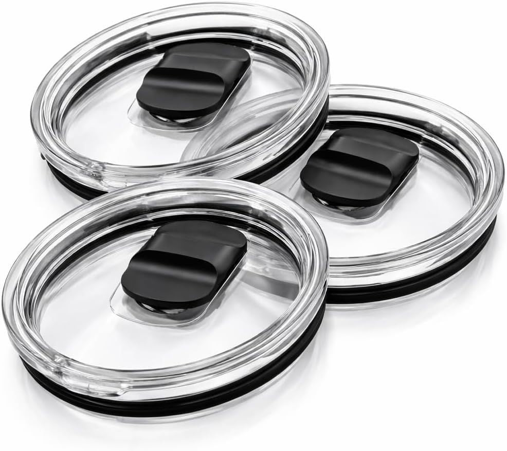 Replacement Tumbler Lids 3 Pack for YETI 20 oz & 10/24 oz Mugs Straw– Magnetic Slider Spill Leak-Resistant Travel Cup Covers, Universal BPA-Free Coffee Cup Fit for Ozark Trail & RTIC Hot & Cold Drinks