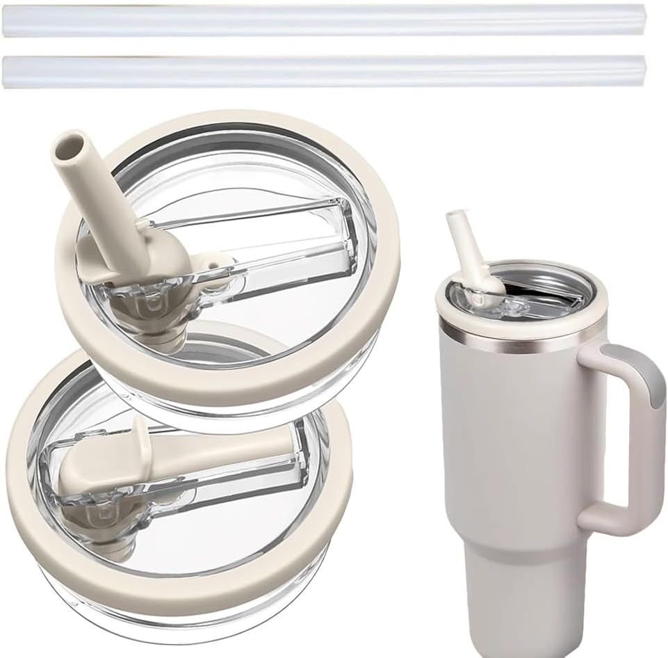 2 Pack 40oz LeakProof Tumbler Flip Straw StanleyLid Replacement Tumbler Quencher, Leak Proof Splash Resistant Tumbler Cover, Reusable 40oz Stanley Cup Accessories Replace Leaking Stanley Lids