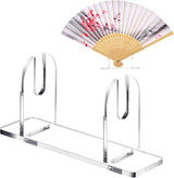 2 Pcs Acrylic Fan Display Stand Folding Clear Fan Holder Easel Japanese Chinese Hand Fan Stand Foldable Handheld Fan Display Stand Base Fan Organizer