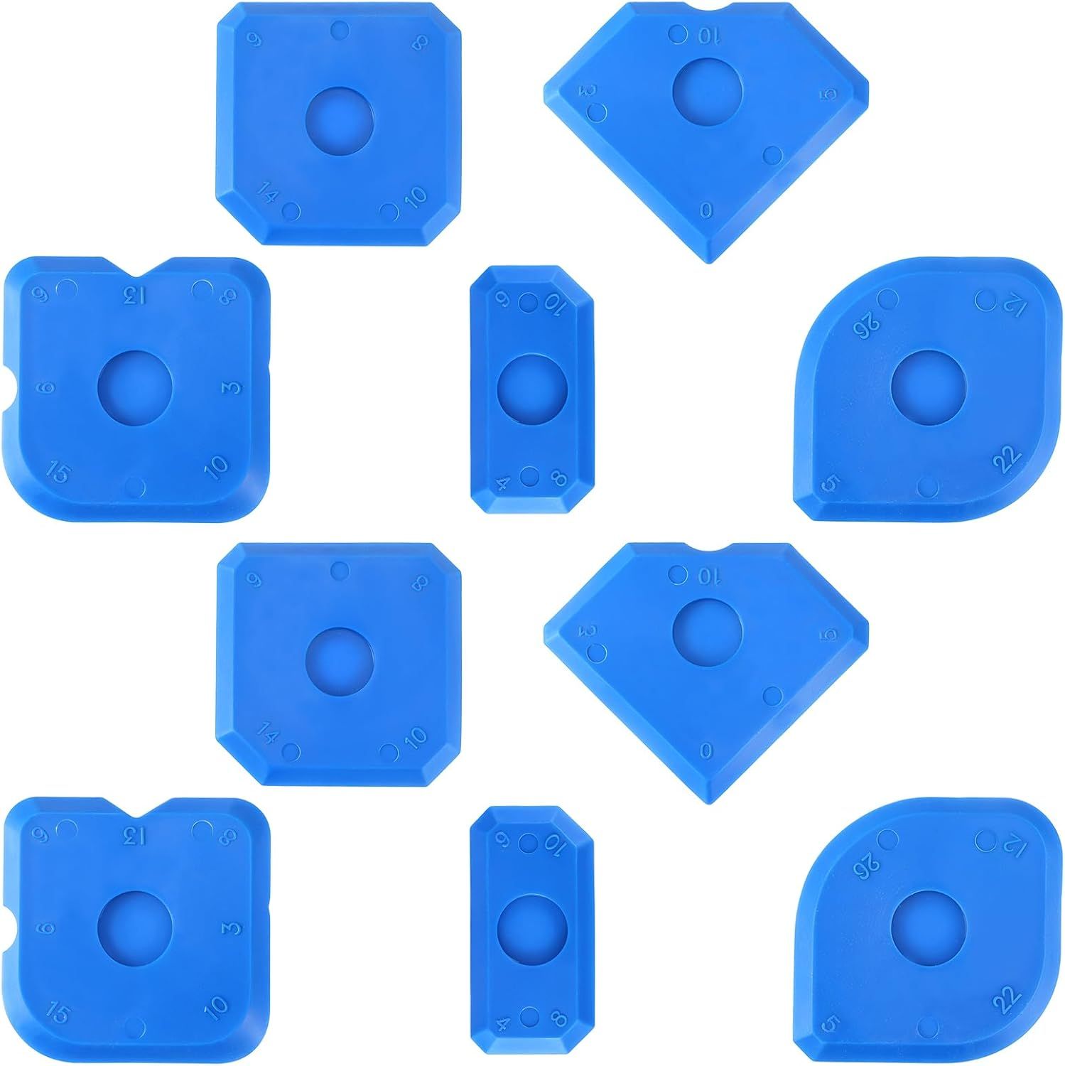 10 PCS Silicone Caulking Tool Set, Sealant Finishing Tool, Caulk Remover Tool, Portable Sealant Scraper, Reuse Grout Scraper for Kitchen Bathroom Floor Window Sealant Sealing Sink (Blue)