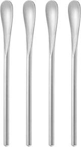 5Inch/12.8cm Coffee Stirrers Spoon,Silver Stainless Steel 304# Coffee Stir Sticks,Round Solid Handle Cocktail Beverage Iced Tea Stirring Stick,Drink Mixing Spoon,Set of 4