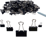 Binder Clips Paper Clamps Assorted Sizes 150 Count (Black), Large, Medium, Small, X Small and Micro, 5 Sizes in One Pack, Meet Your Different Using Needs.