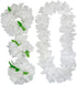 4 Pcs White Hawaiian Leis with Green Leaves for Graduation Party, Dance Party, Photo Prop in Outdoors (White-02)