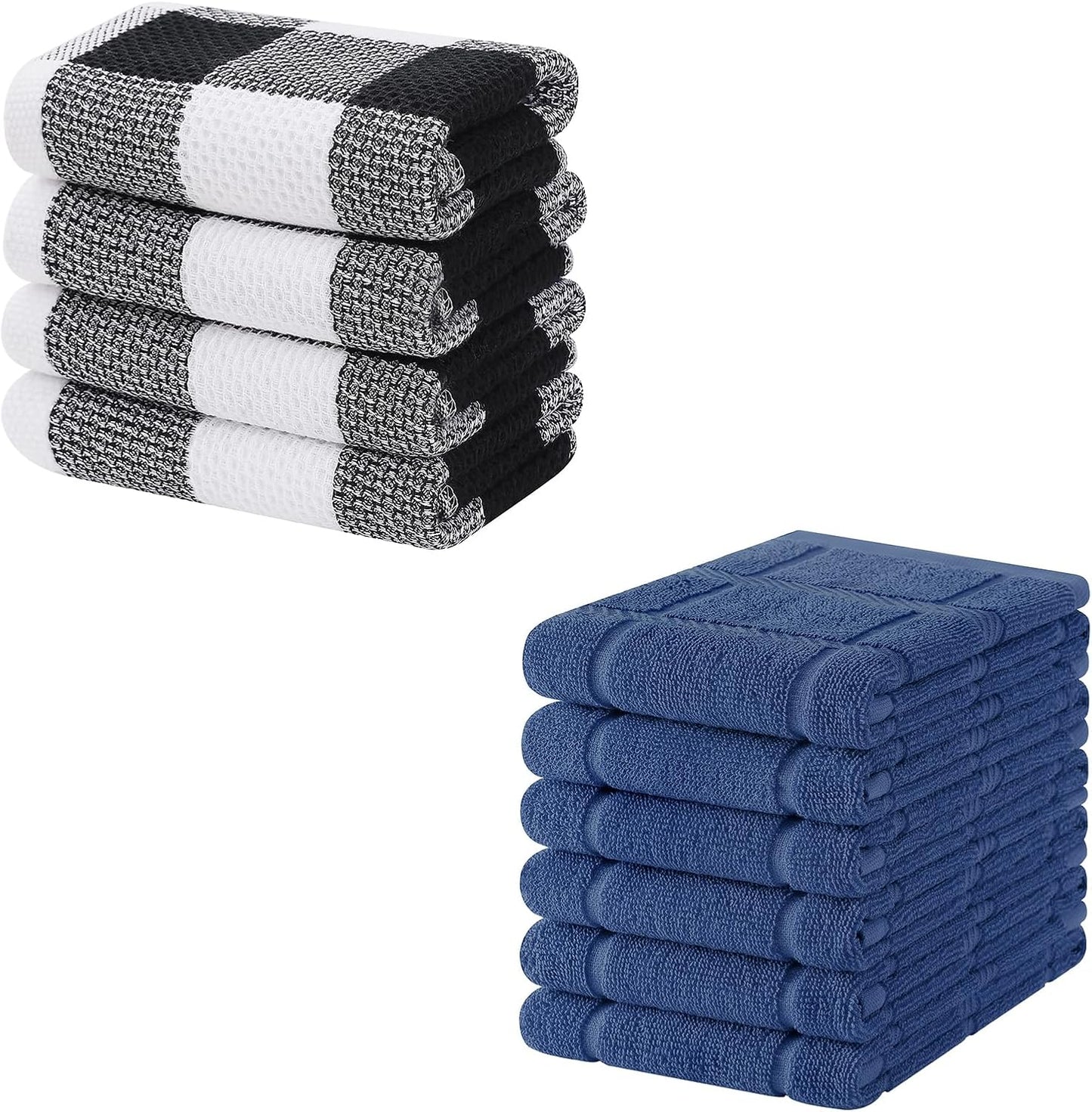 Homaxy 100% Cotton Waffle Weave Check Plaid Kitchen Towels(4-Pack, 13 x 28 Inches), Super Soft and Absorbent Dish Towels and Kitchen Towels 18"x28", 6 Pack Large Cotton 380 GSM Dish Towels