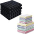 Homaxy 100% Cotton Terry Kitchen Towels(13 x 28 inches, 4 Pack, Black), Kitchen Towels and Dishcloths Set (16 x 25 and 12 x 12 Inches, 8 Pack, Blue/Yellow/Red/Green)
