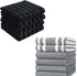 Homaxy 100% Cotton Terry Kitchen Towels(Black, 13 x 28 inches), 4 Pack and Premium Kitchen Towels(18”x 28”, 6 Pack), Grey