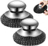Steel Wool Scrubber with Handle, Upgrade Heavy Duty Stainless Steel Dish Scrubber for Cleaning Dishes, Iron Pots, Stoves, Kitchen Sink (2 pcs)