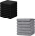 Homaxy 100% Cotton Dish Cloths, 8 Pack - 12 x 12 Inches, Black and Flat and Terry Dish Towels(18”x 28”, 6 Pack), Large Cotton Kitchen Hand Towels