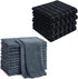 Homaxy Kitchen Towels 16 Pack, 100% Cotton Terry Checkered Black, 13 x 28 inches & 12 Pack Coral Velvet Dish Towels 10 x 10 Inches, Dark Grey