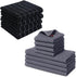 Homaxy 100% Cotton Kitchen Towels and Dishcloths Set(Dark Grey, 8-Pack) and Terry Kitchen Towels(Black, 13 x 28 inches, 4 Pack), Checkered Designed, Ultra Soft Absorbent Dish Towels