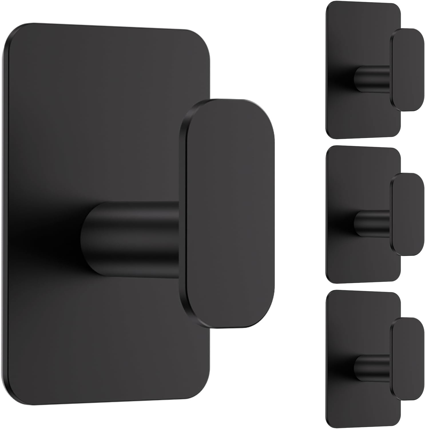 Heavy Duty Self Adhesive Hooks - 26lb Max, Sticky Wall Hooks Stainless Steel for Hanging Towel, Coat, Robe, Waterproof & Rustproof Hooks Stick on Bathroom, Shower, Kitchen (Black, 4 Pack)
